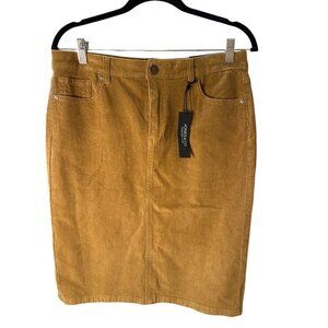 Jones & Co Womens High Waist Corduroy Pencil Skirt Office Size 10 Brown NWT